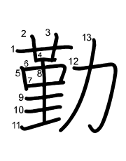 Thứ tự nét chữ 勤