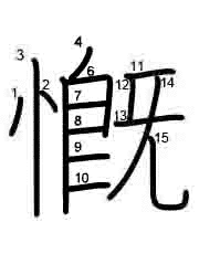 Thứ tự nét chữ 慨