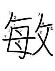 Thứ tự nét chữ 敏