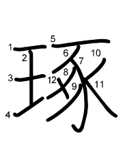 Thứ tự nét chữ 琢